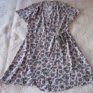 J. Crew Dress 14 Pink Floral Print Wrap